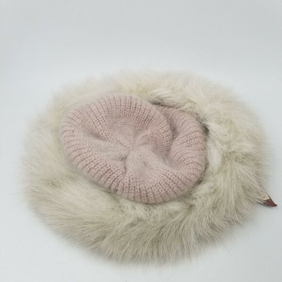 Vintage 80s Aris Lamb Pink Fur Edged Winter Cossack Cap Angora Wool Lined New - Picture 1 of 10